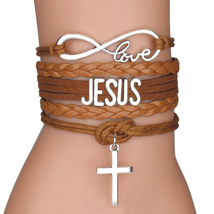 Christian jesus cross charms armbånd & armringe håndlavede multi farve: 2