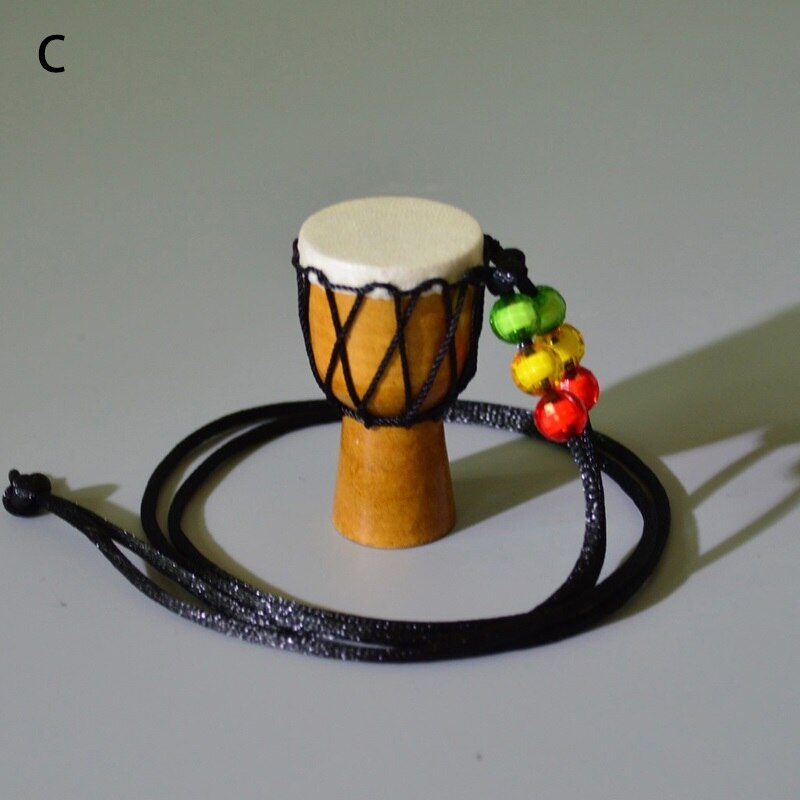 African Drum Pendant Necklace Classic Mini Tambourine Children Necklace Kids Necklace Jewelry Decoration: C