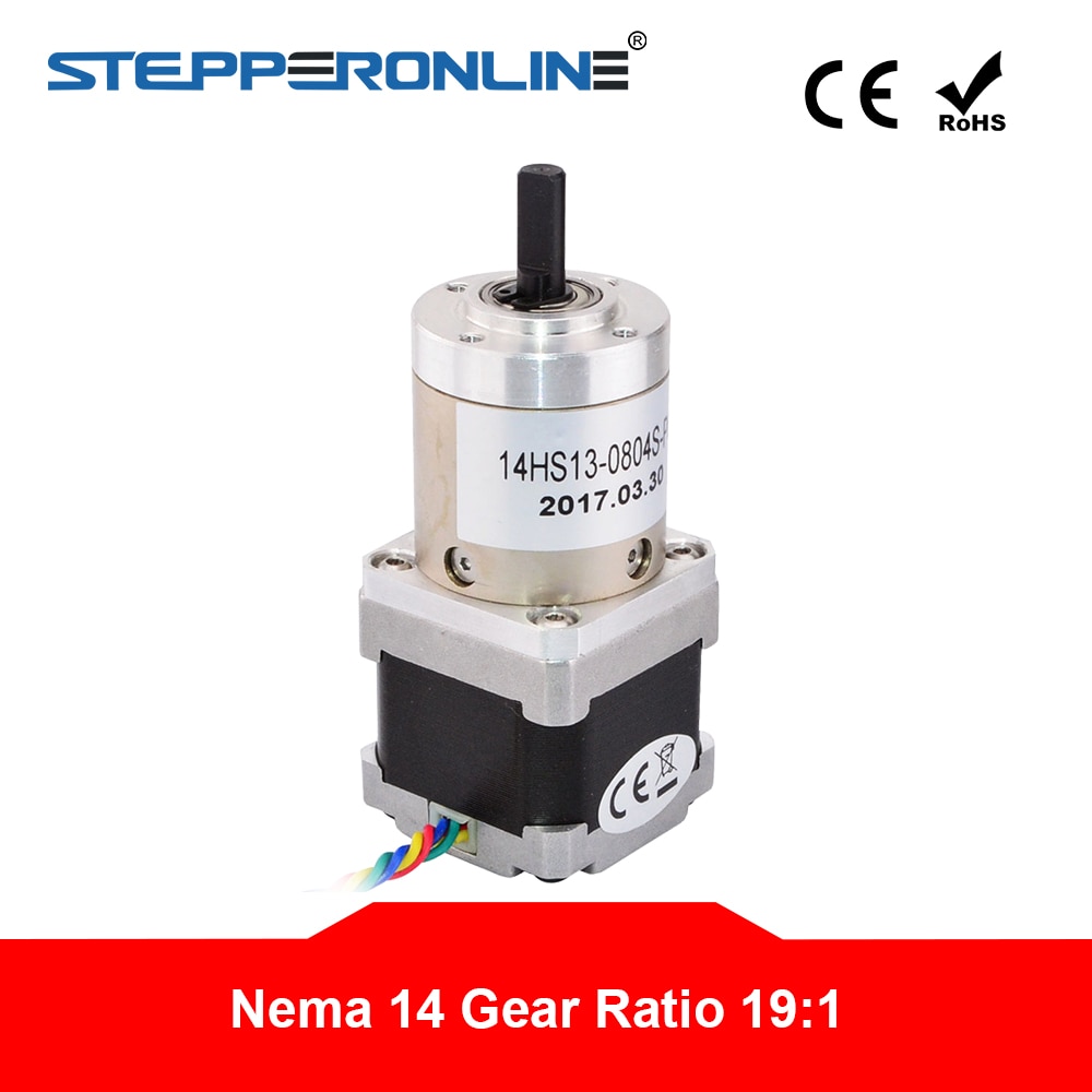 19:1 Planetaire Versnellingsbak Nema 14 Stappenmotor 0.8A voor DIY CNC Robot 3D Printer