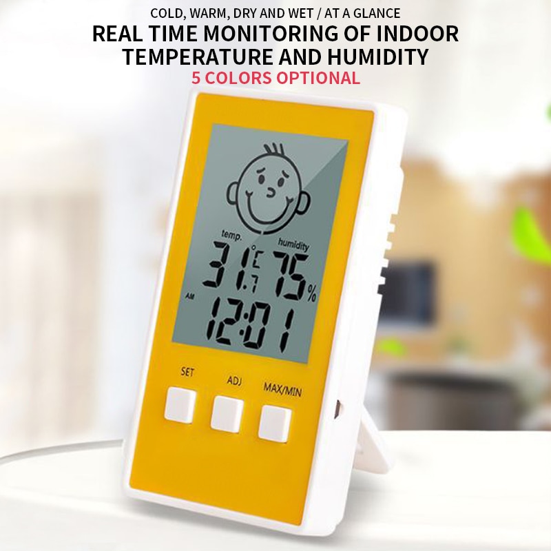 Digitalt termometer hygrometer indendørs udendørstemperatur fugtighedsmåler c / f lcd display sensor probe vejrstationer