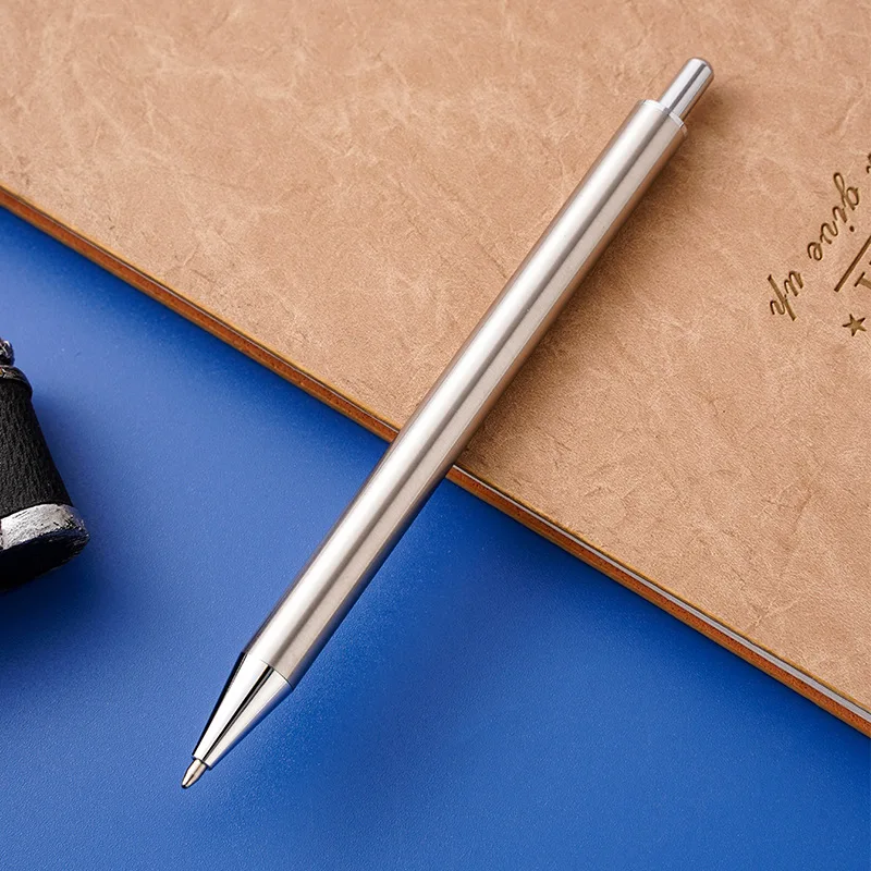 Automatischer Schreibstift aus Edelstahl, schwarz und blau, schlanke, einziehbare Kugelschreiber für geschäftliche Unterschriften und Firmengeschenke