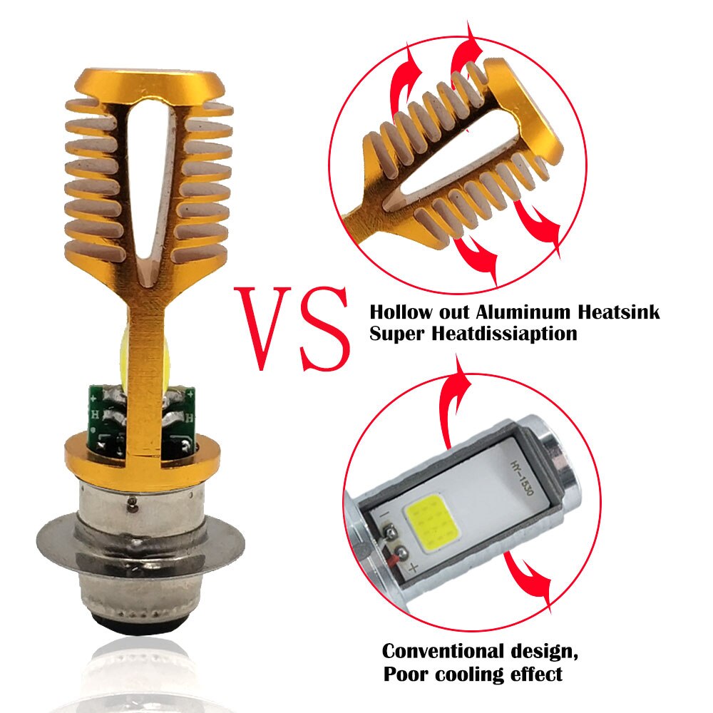 Ampoule LED Moto P15D H6M - 6V/12V - Blanc Ou Jaune - 1000 Lumens - Ballast Inclus - Neuf