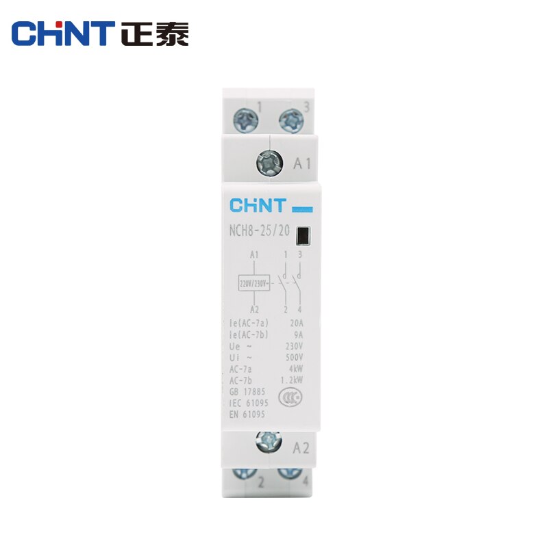 Chnt chint nch 8-25 modulær vekselstrømskontaktor 220v 230v ac 50/ 25a 1no 1nc 2no 2nc: Nch 8-25a-20 2no