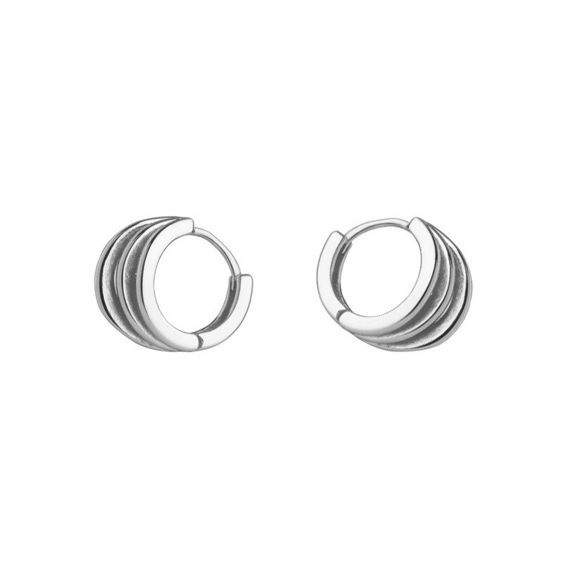 Brinco de argola da linha torção irregular, cores prateadas da personalidade de três camadas, temperamento feminino, jóias artesanais da moda: Silver-E0514