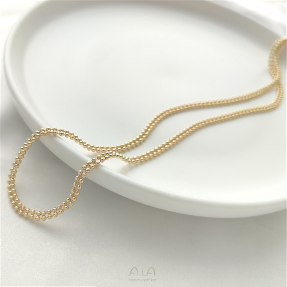 14K Vergulde Reliëf In Reliëf Gemaakte Batch Bloem Liefde Kettingpatroon Lange O Ketting Diy Eerste Sieraden Ketting Losse Ketting: Licht Geel Kleur