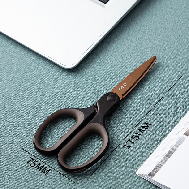 Tijeras con recubrimiento de teflón, tijeras de aleación de acero inoxidable, tijeras de arte para oficina, cinta antiadherente, tijera doméstica: Coffee