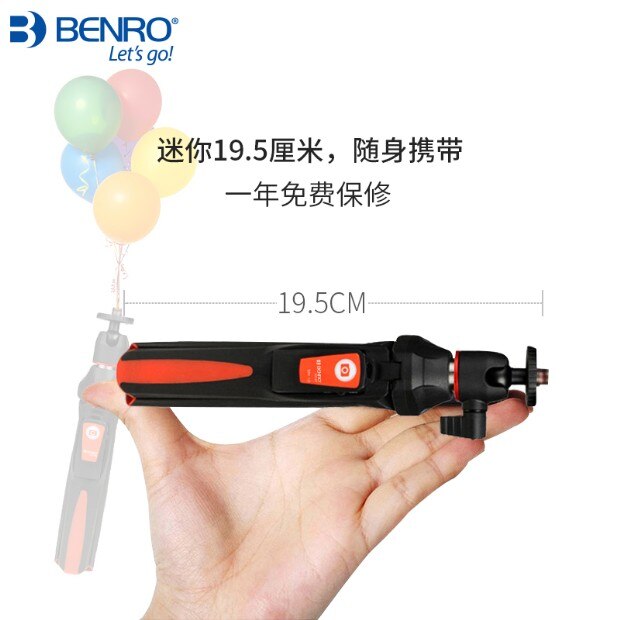 BENRO MK10 4 in 1 Uitschuifbare Bluetooth Remote Selfie Stick Monopod Mini Statief Telefoon Stand Houder voor iPhone Android