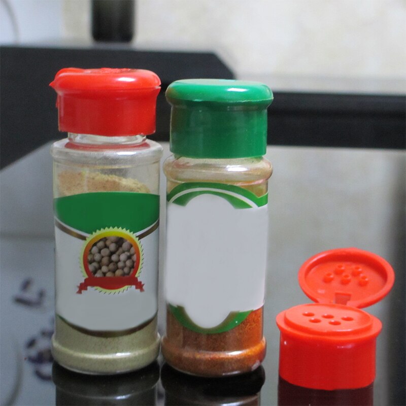 Plast krydda salt peppar shakers kryddburk bbq krydda flaskor cruet behållare kök kryddburk med lock