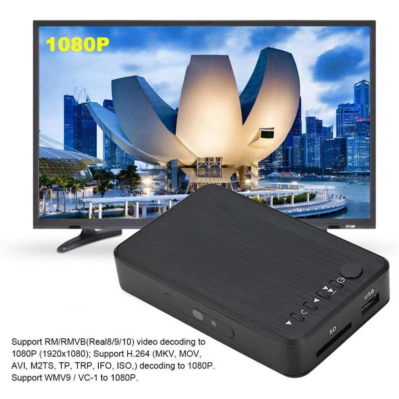 Hdmi-Compatibel 1080P Hd Audio En Video Multimedia Speler Met Ir Afstandsbediening 110V-240V