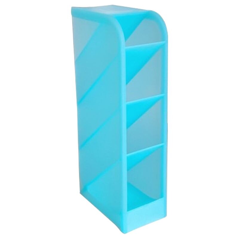 Multifunctional 4 Grid Desktop Organizer Pen Holder Makeup Storage Box School Office Accessories Stationery: Blue