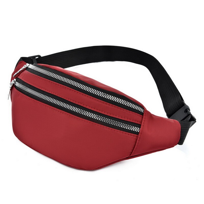 Fanny pack dame midje pakke tilfeldig crossbody brystvesker unisex hofte bomveske reise vanntett belteveske sportsveske: Rød