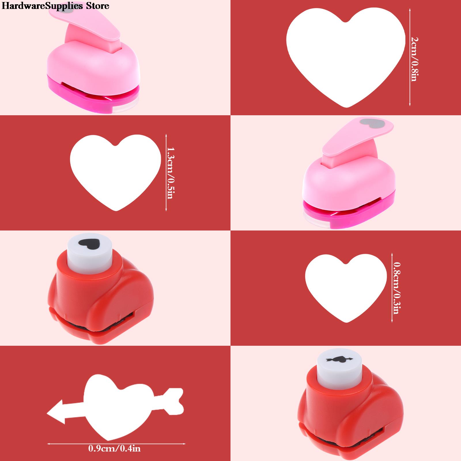 4pcs Heart Shape Paper Punch Craft Paper Hole Punch 0.9 Inch 0.6 Inch Scrapbooking Border Punchers Embossing