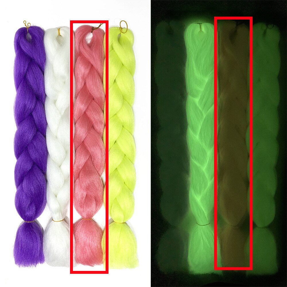 24 Inch Pigtail Luminous Fluorescent Chemical Fiber Braids Wigs