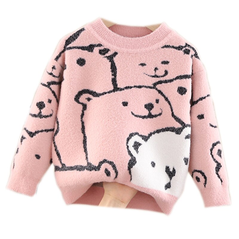 Xxx garçons filles bébé pull ours imprimer enfant en bas âge hauts pulls 1-6Y enfants vêtements d'extérieur tricotés automne hiver vêtements
