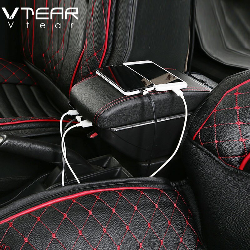 Vtear Für Skoda Fabia Auto armlehne leder Arm Rest usb-schnittstelle lagerung Kasten Styling center konsole zubehör dekoration