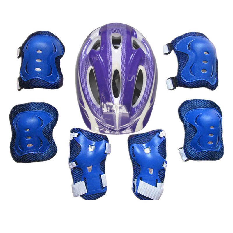 7 Stks/set Kids Rolschaatsen Fiets Helm Knie Pols Guard Elleboog Pad Set Voor Kinderen Fietsen Sport Beschermende Guard Gear set: D