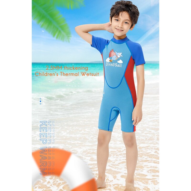 Combinaison de plongée et voile pour enfants, 2.5Mm, en néoprène thermique, pour plongée sous-marine, fermeture éclair avant, manches courtes,