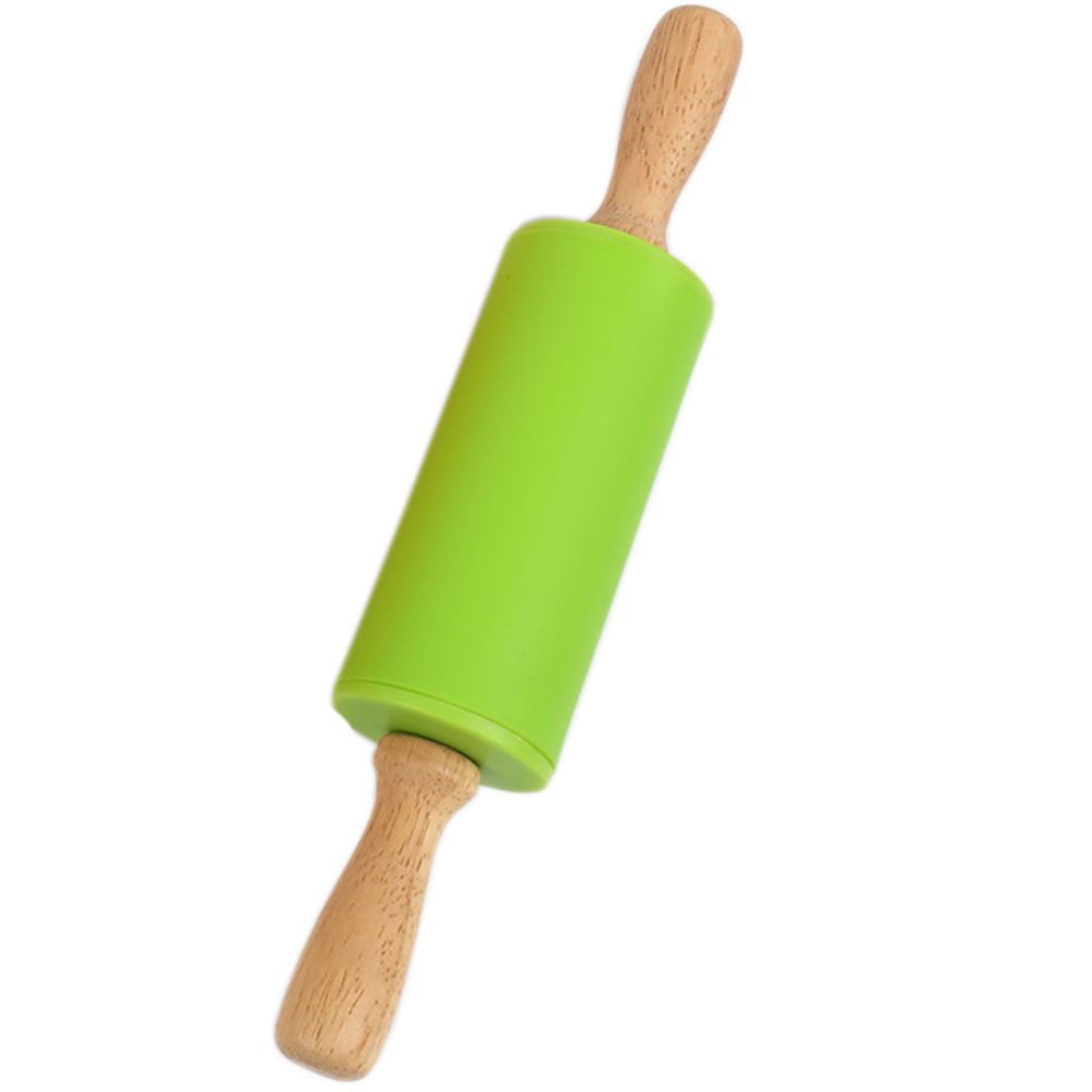 1PC Silicone Rolling Pin Dough Roller Handle DIY Kitchen Baking Children Pastry Stick Cake Decor Cooking Tool: Green