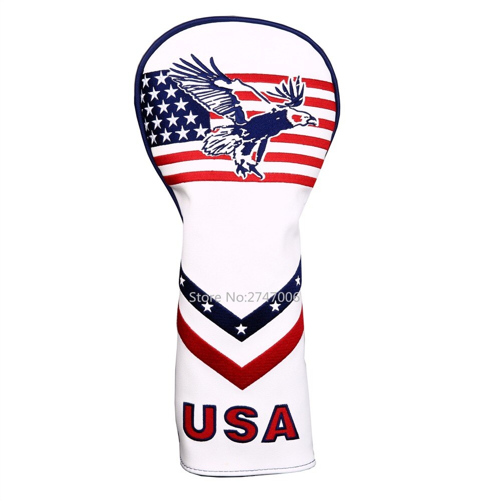 Golf förarskydd fairway wood cover hybrid huvudskydd usa startar och ränder stil med eagle mönster