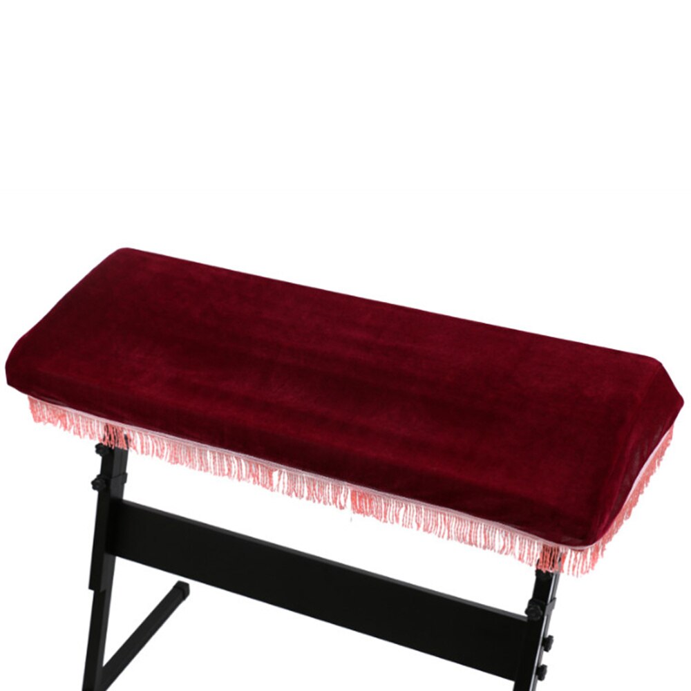 1Pc 61 Key Elektronische Piano Stofkap Met Een Trekkoord Beschermende Voor Piano Toetsenbord (Rood En Willekeurige Kwasten kleur)