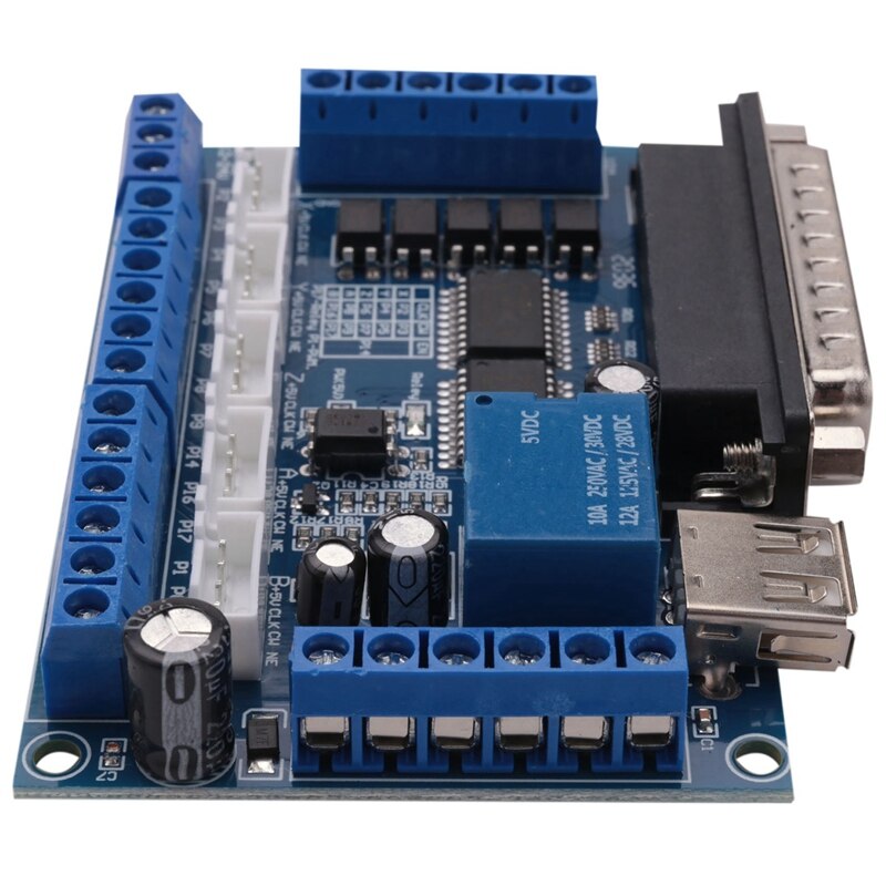 CNC 5-Axis Stepper Motor Driver Interface Board With USB Cable Optocoupler Isolation For MACH3 Engraving Machine