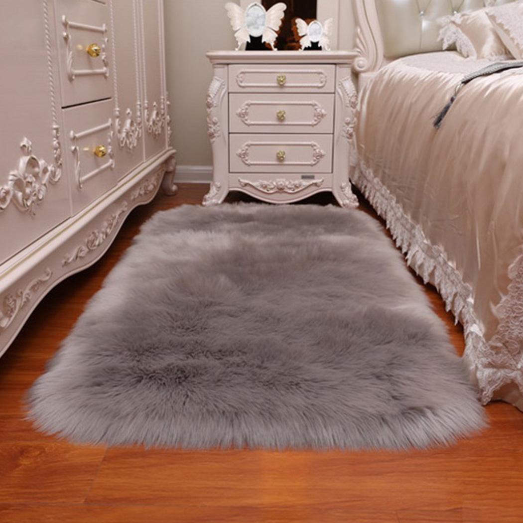 Luksus firkantet blød kunstigt uld fåreskind fluffy hvid pels tæppe stue og soveværelse, undersøgelse dekoration: Grå 40 x 40cm