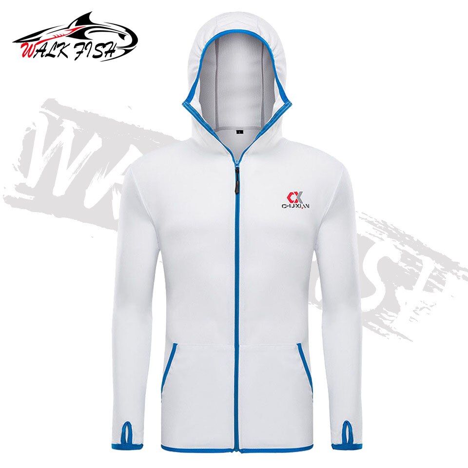 WALK FISH Breathable Fishing Clothing Men Waterproof Fishing Shirts Quick Drying Fishing Clothes Long Sleeve Fishing Jacket: XL / White