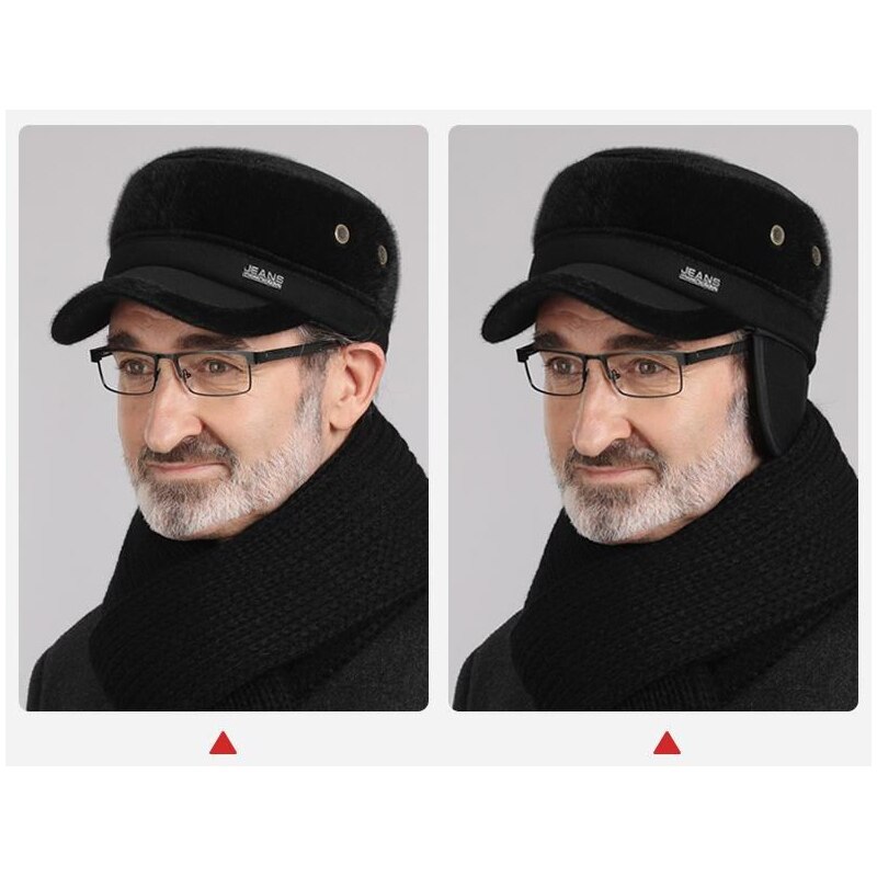 Cappello invernale da uomo vecchio con paraorecchie berretto cappello da papà cappelli caldi invernali per uomo berretto da baseball piatto per anziani a prova di freddo