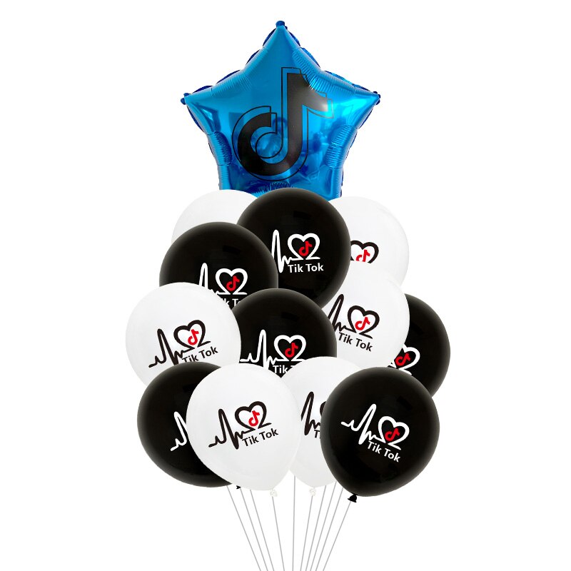 10Pcs 12Inch Notities Latex Ballonnen Kleine Video Symbool Ballen Verjaardagsfeestje Decor Populaire Muziek App Helium ballon: 11pcs Blue