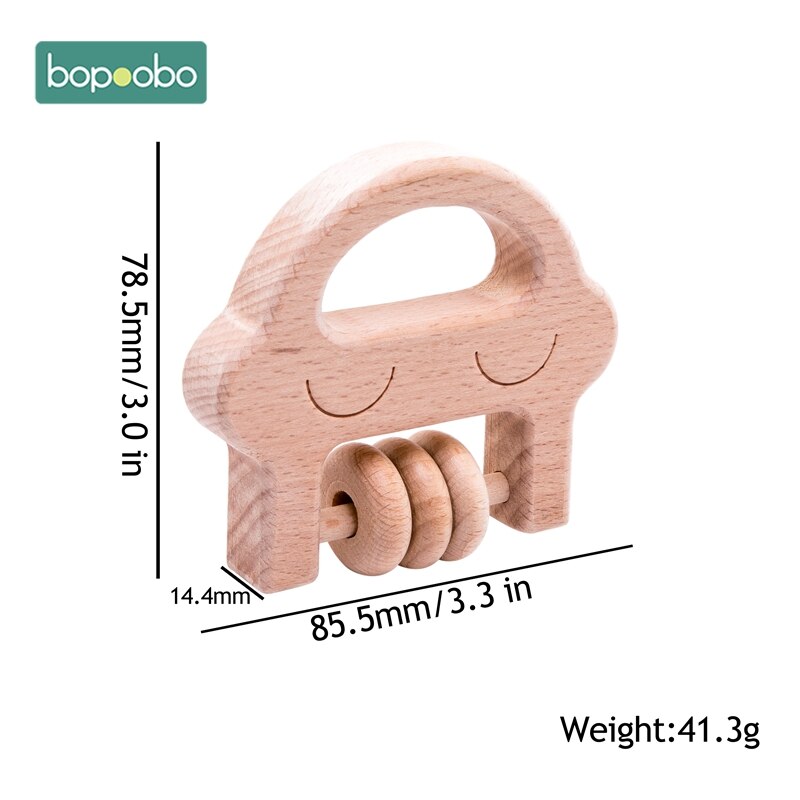 1 Pc Baby Speelgoed Houten Bijtring Food Grade Materiaal Baby Rammelaar Hout Ring Baby Bijtring Wieg Mobiele Peuter Speelgoed Baby rammelaar Voor Kids: Smile Rattle