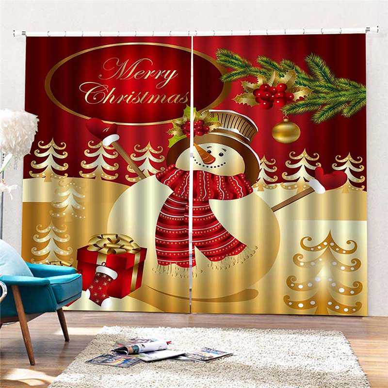 Noël nouvel an décorations rideaux pour salon chambre décor Santa Clause bonhomme de neige renne noël fenêtre rideau