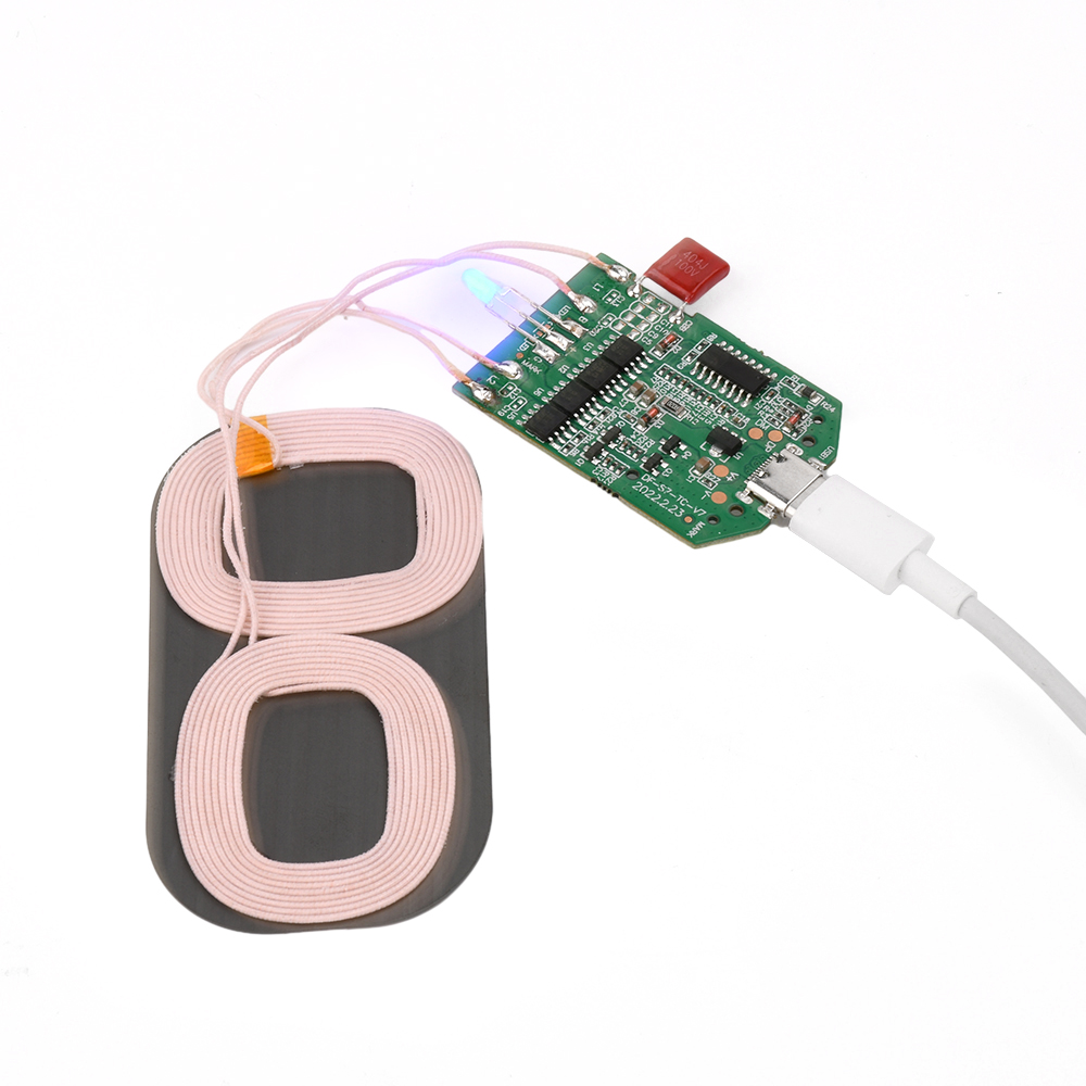 Type-C 15W Dual Coil Draadloze Snellaadmodule Draadloze Oplader PCBA Ingebouwde MCU 5W 7.5W 10W 15W Voor Smartphone Tablet