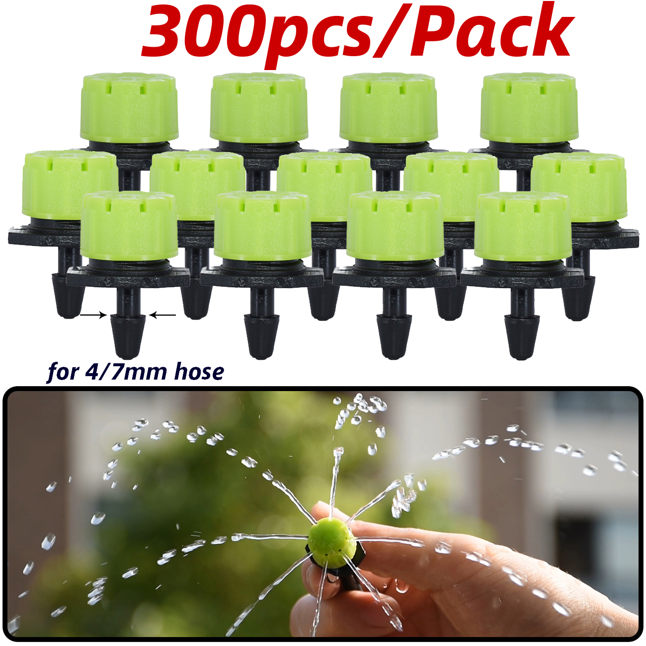 30-800PCS Garden 4/7mm Adjustable Dripper Greenhouse Sprinkler Micro Drip Irrigation Watering Anti-Clogging Emitter 1/4inch Hose: Brown