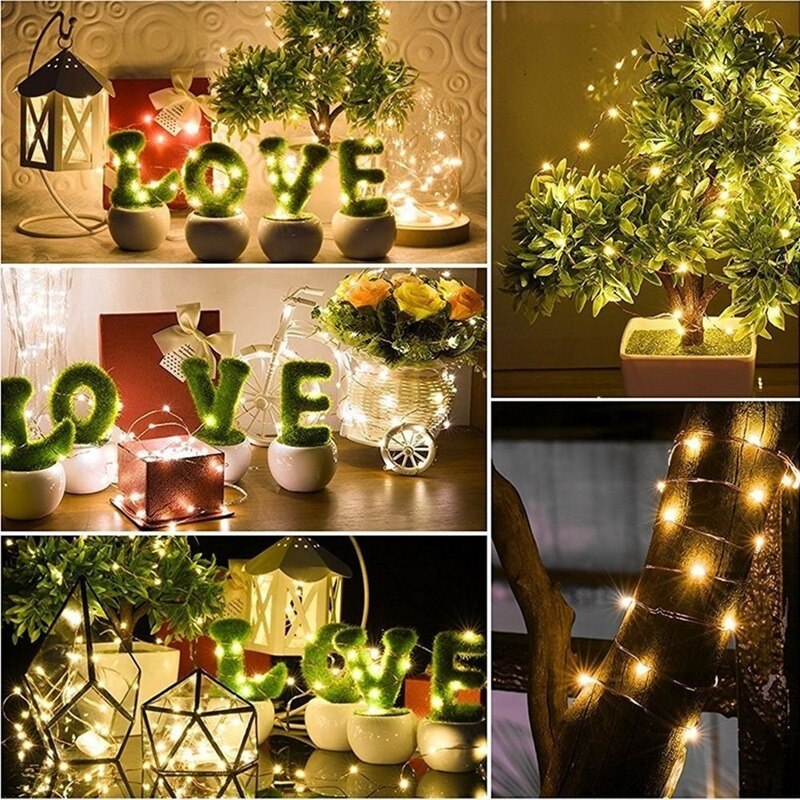 Lampki 5m/10m/20m USB lampki LED na drucie miedzianym girlanda z pilotem wodoodporne świąteczne dekoracje weselne