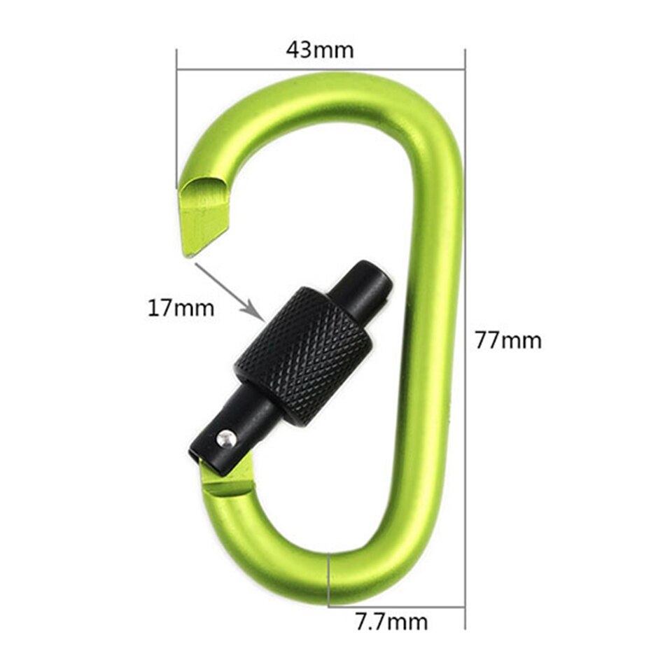 Paracord Karabijnhaak 8cm Aluminium Karabijnhaak 5 Kleuren Willekeurige Outdoor Spiraal D Vorm Karabijnhaken Camping Klimmen Apparatuur Mountaine