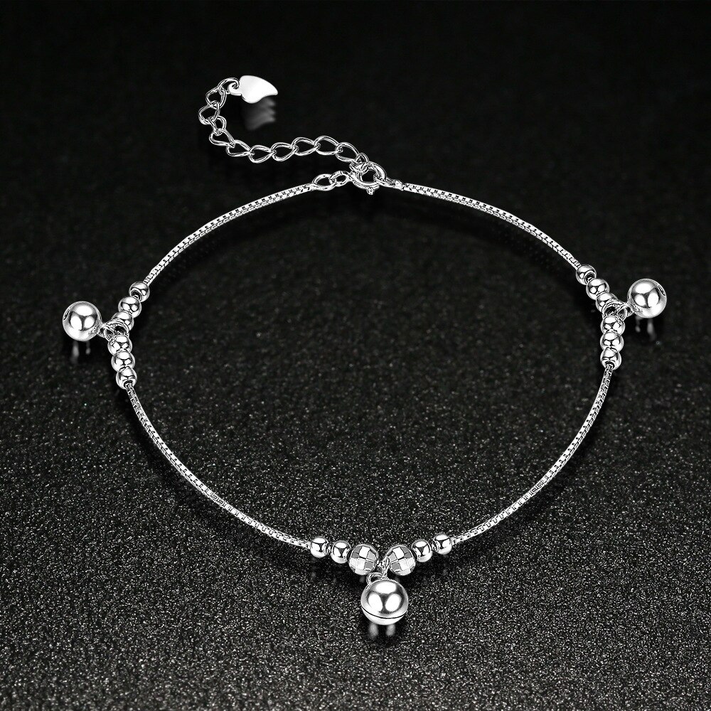 Cavigliera con campana a sfera autentico bracciale alla caviglia con ciondoli in argento Sterling 925 cavigliere per gioielli da donna con catena indiana