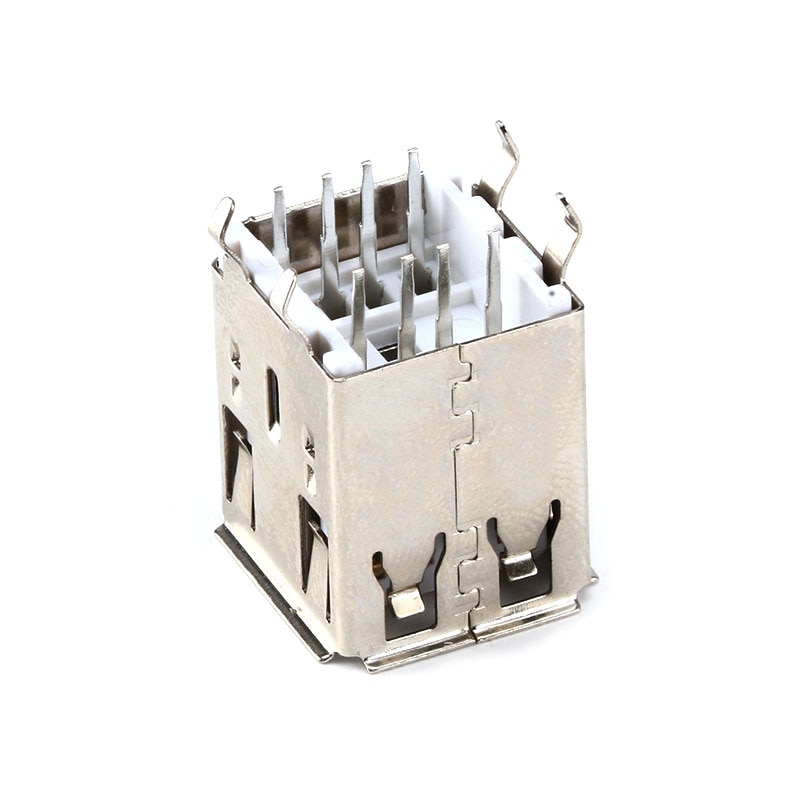 10Stck Doppel USB Typ A weiblich Lot Buchsen Stecker PCB Buchse USB-A typ 180 Grad Vertikale 4Stifte