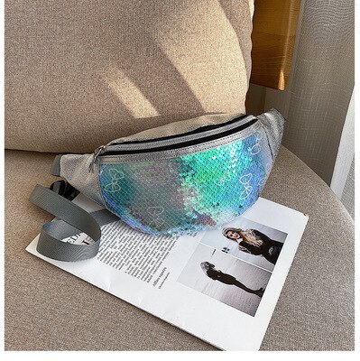 Vrouwen Meisjes Fanny Pack Shiny Sequin Taille Heup Tas Met Verstelbare Riem Vrouwelijke Mode Taille Packs: green