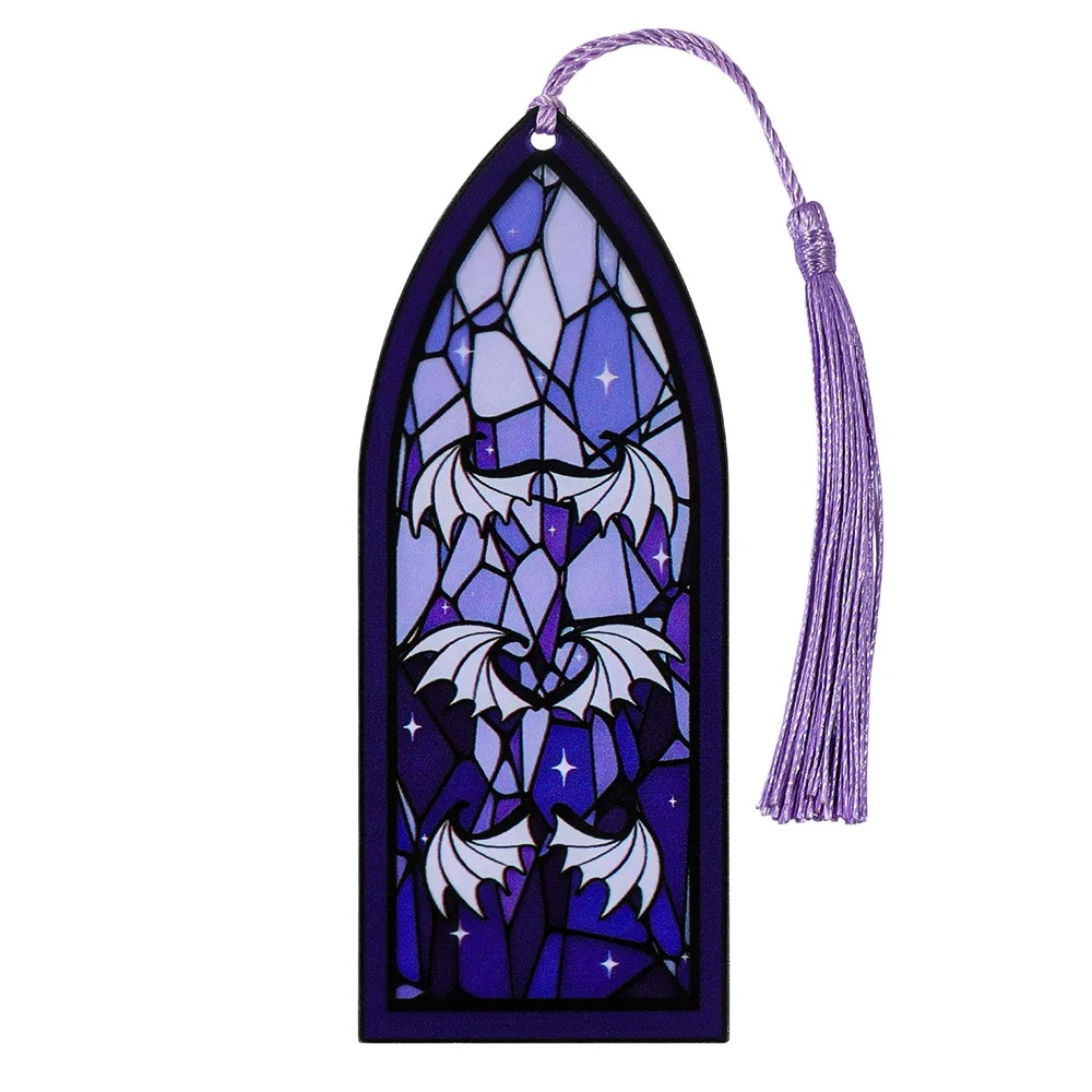 Marcapáginas acrílico de estilo gótico, patrón de ventana de Color sangre, marcapáginas decorativos con borlas, adorno colgante para libro de lectura: green