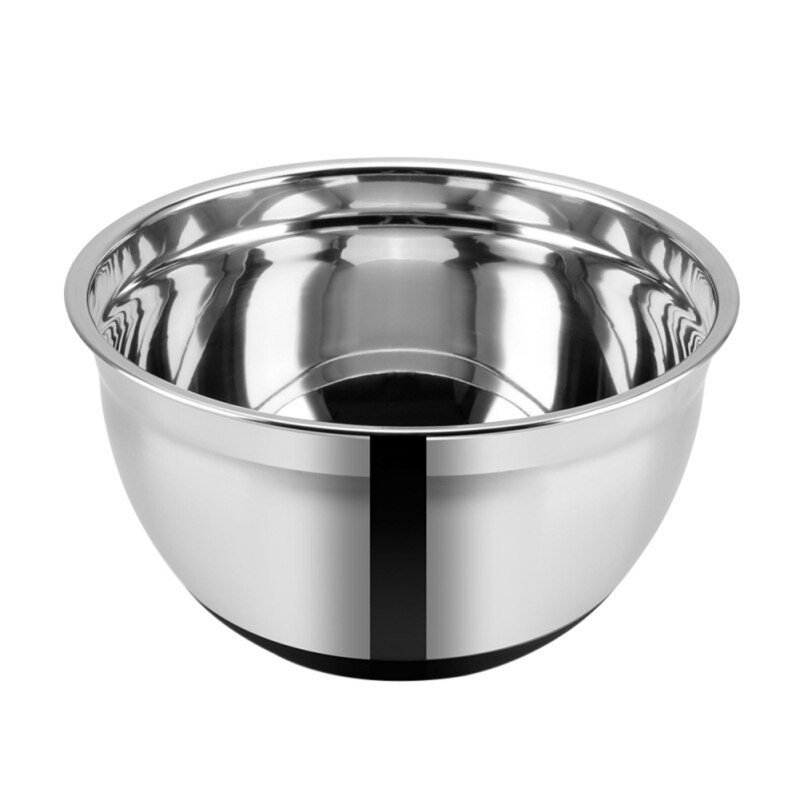 Cuenco mezclador de acero inoxidable con tapa y fondo antideslizante de silicona, utensilio de cocina, Bol para ensalada y pan, repostería, herramienta para tartas