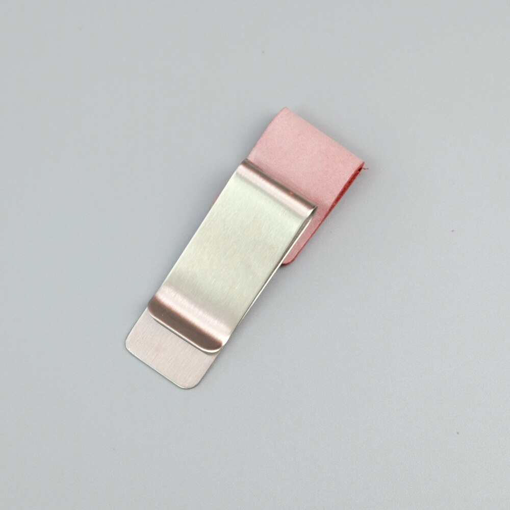 Stainless Steel & Leather Pen Clip Metal Pen clip Crazy horse/Wax leather series Accessories of Traveler's Notebook: Wax pink