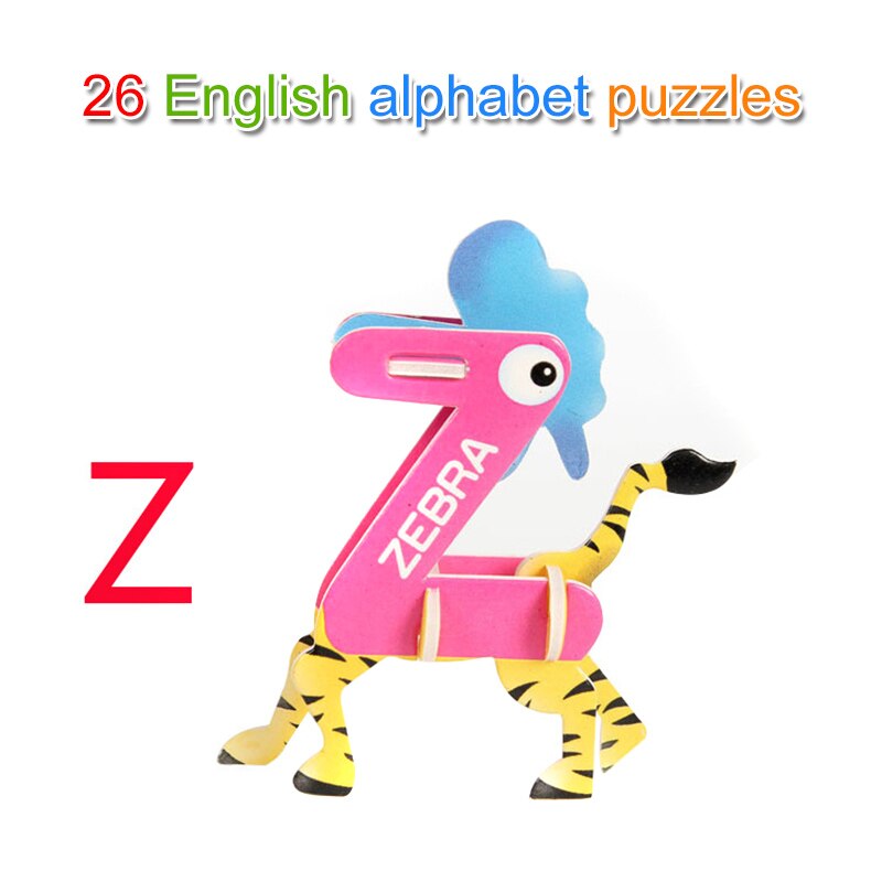 1 sæt børn børn puslespil 26 bogstaver dyr 3d pædagogisk tidlig læring  an88