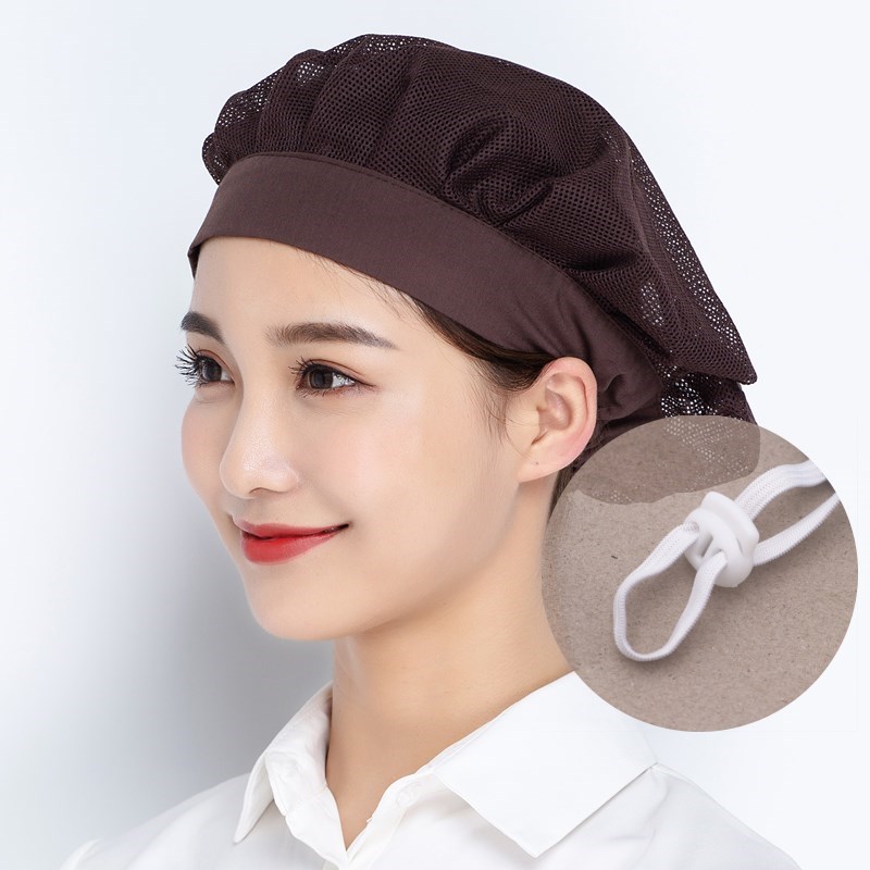 Gorros de red ajustables blancos para panadería, taller de horneado, gorro de trabajo, gorro Bouffant, redecilla para el pelo, servicio de comida, cocina, cubierta para la cabeza para hombres y mujeres: COFFEE