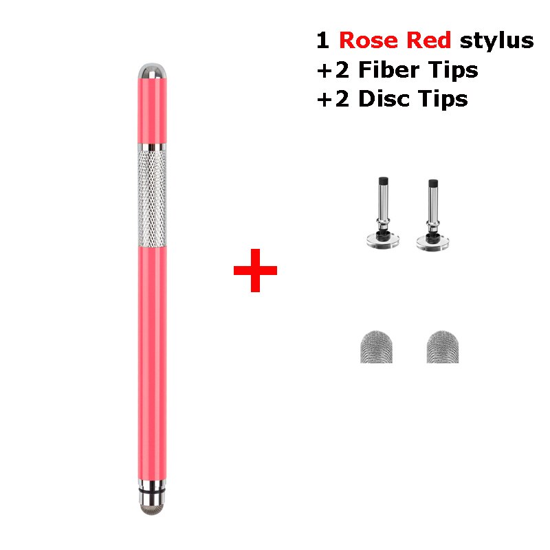 2in1 Stylus Pen For Apple Tablet Touch Pen For Capacitive Screen Drawing Pencil For Iphone Mobile Notebook Writting Caneta: Rose Red With Tips