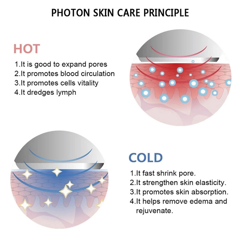 Ad ultrasuoni Crioterapia Viso massaggiatore sollevamento caldo freddo Macchina di Cura Della Pelle anti Invecchiamento Della Pelle di Serraggio Dispositivo Facciale Galvanica Strumenti