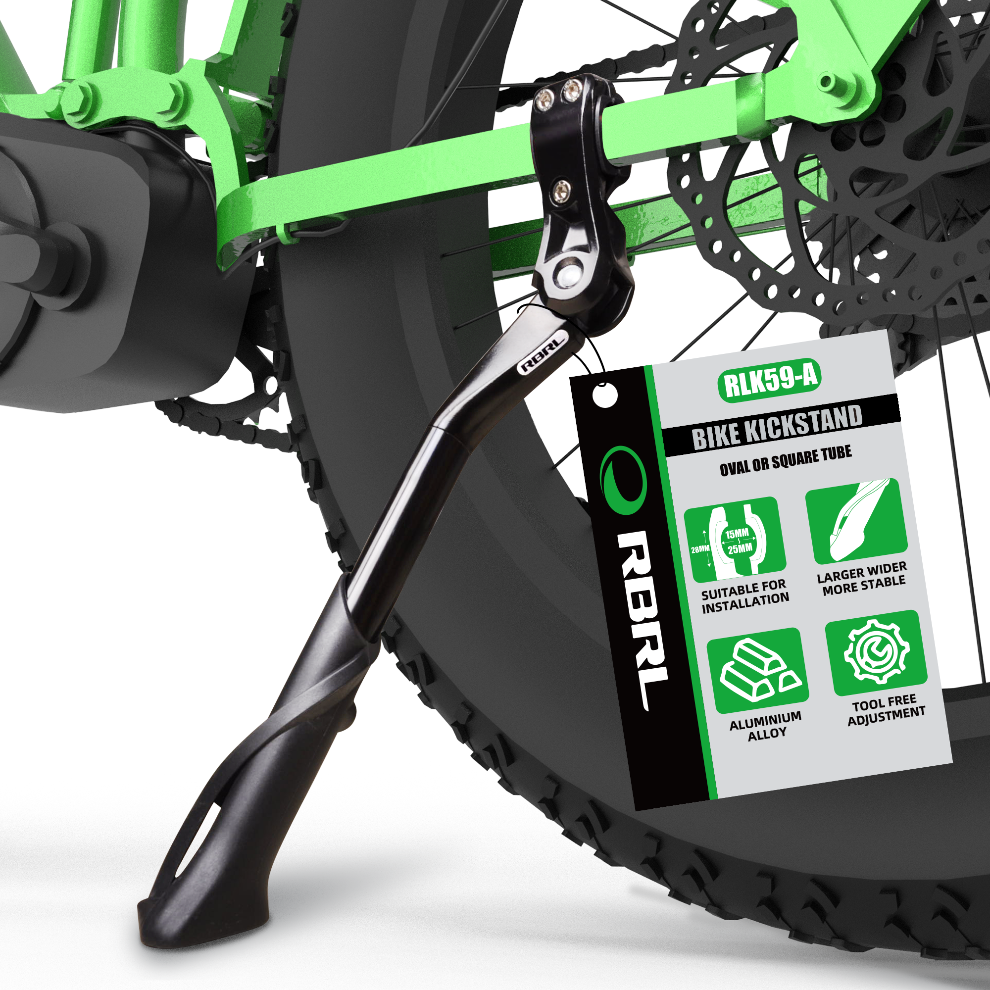 Cavalletto per bicicletta regolabile RBRL 24-29" Cavalletto da parcheggio per bici elettrica Portapacchi posteriore laterale per bicicletta antiscivolo per ciclismo su strada MTB