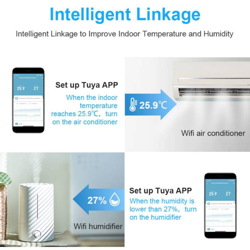 Tuya WiFi Temperature And Humidity Sensor With LCD Screen Display Alarm Push Work With Alexa Google Assistant Smart Life APP