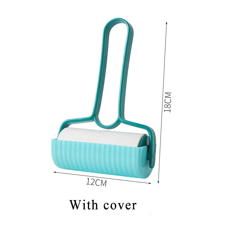 Hair Applicator Sticky Clothes 1Pcs Multi Purpose Dust Remover Roller Style Fabric Fluff Brush Portable Detachable With Handle: Blue with cover