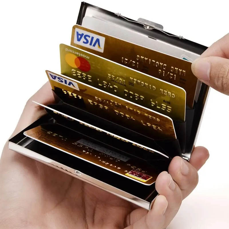 Nouveaux portefeuilles en métal en alliage d'aluminium RFID blocage porte-carte Anti-magnétique cartes de crédit d'affaires protecteur étui rigide pour hommes femmes