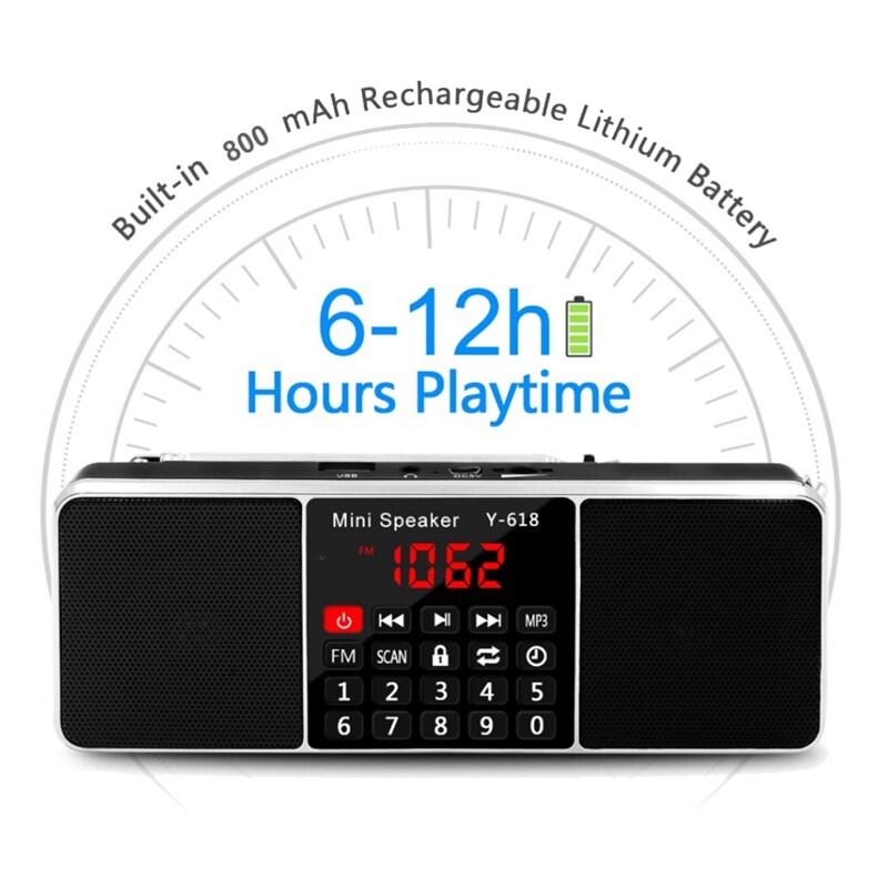 Digital FM Radio Receiver Speaker MP3 Player Support TF Card USB Drive LED Display Time Shutdown Portable Radios